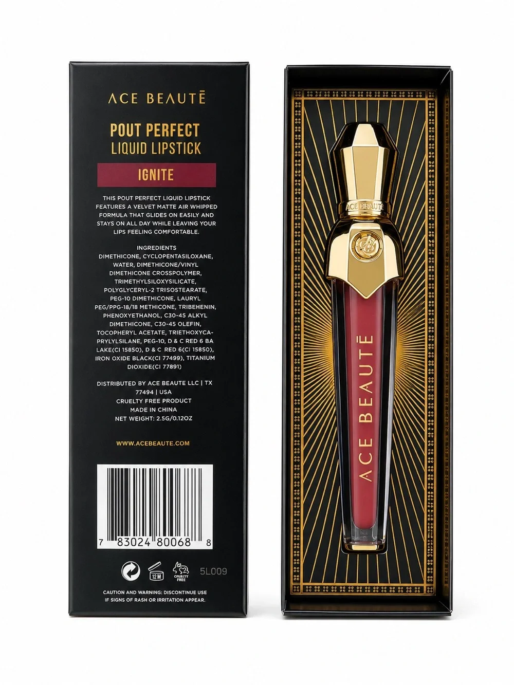 Ace Beauté Pout Perfect Liquid Lipstick – Ignite (2.5 g / 0.12 oz)
